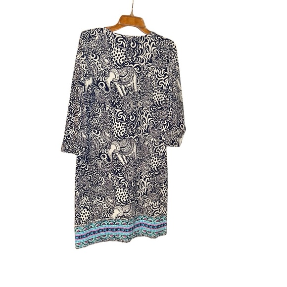 Lilly Pulitzer Nadine ChillyLilly UPF 50+ Elephant Printed Shift Dress Size M - Picture 2 of 4